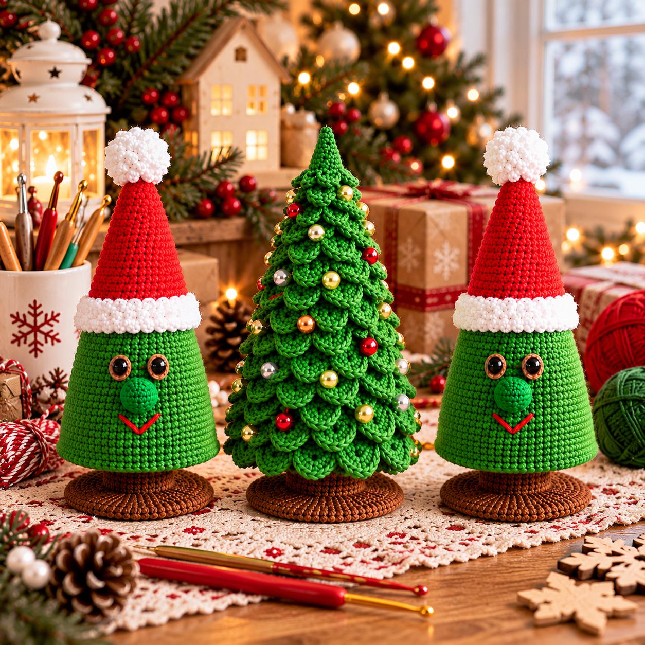 Layered Leaf Christmas Tree Crochet Pattern – Tabletop Holiday Tree - Image 5
