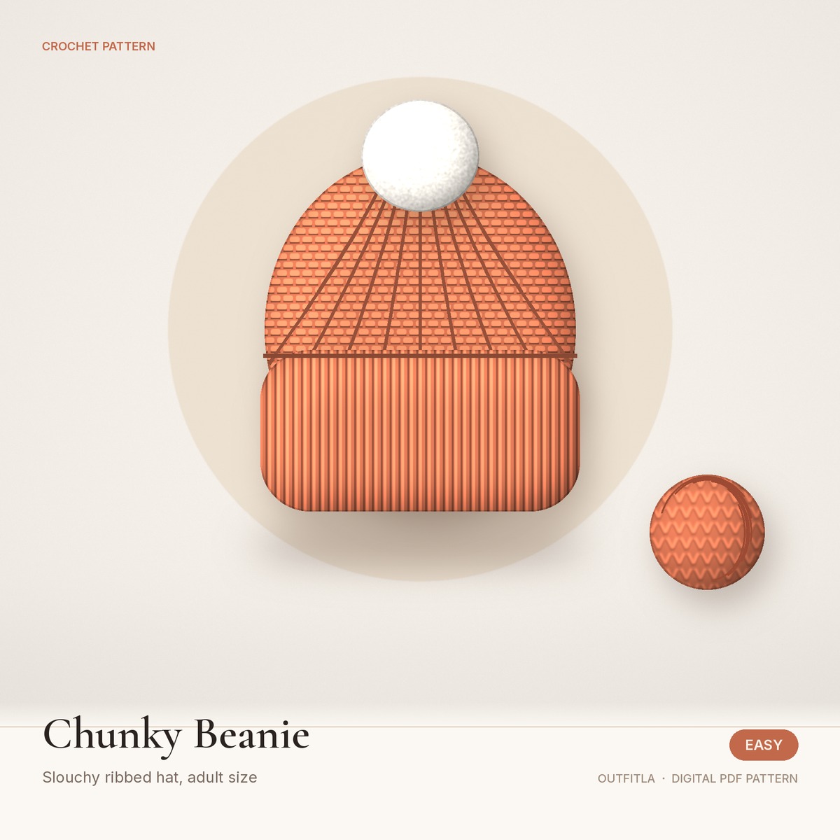 Chunky Ribbed Beanie made from the Outfitla pattern